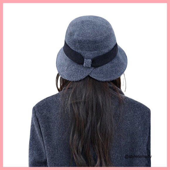 Vintage 1920s Cloche Hat Wide Brim Fisherman\'s Hat Polyester